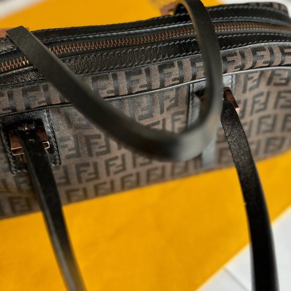 Fendi Rectangular  Monogram Canvas Zucchino Bowler Bag - Picture 8 of 12